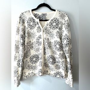 Eddie Bauer Collectables Angora Blend Snowflake Embroidered Cardigan Sz Medium